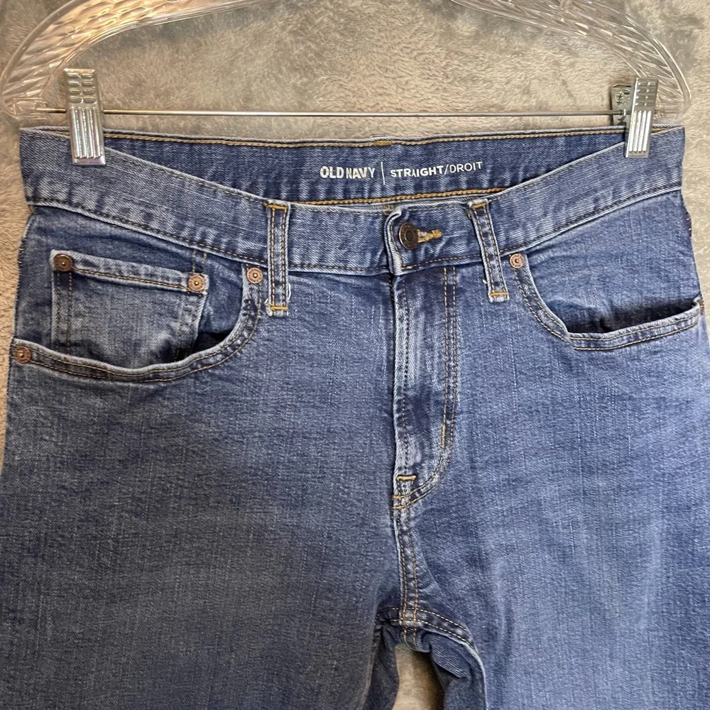 Old Navy Men Classic Low Rise Stretch Straight Medium Wash Denim Jean 31x32